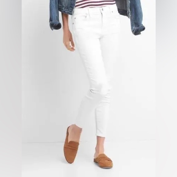 Gap Midrise True Skinny Ankle Jeans. White. Size 27. - Picture 4 of 9